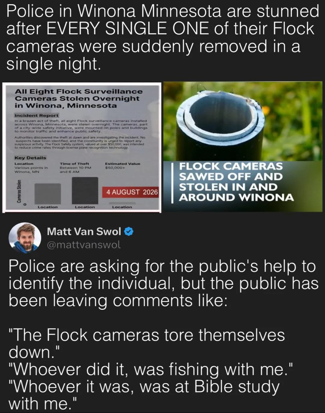Flock camera destroyers, do you need an alibi? No you don't.